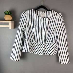 Ann Taylor LOFT stripe zip up jacket size 2 petite‎